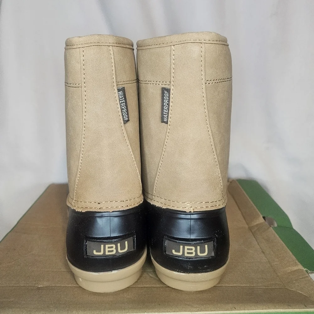 JBU Maine Waterproof Winter Duck Boot Dark Brown Beige NWT 13M Retail $80
